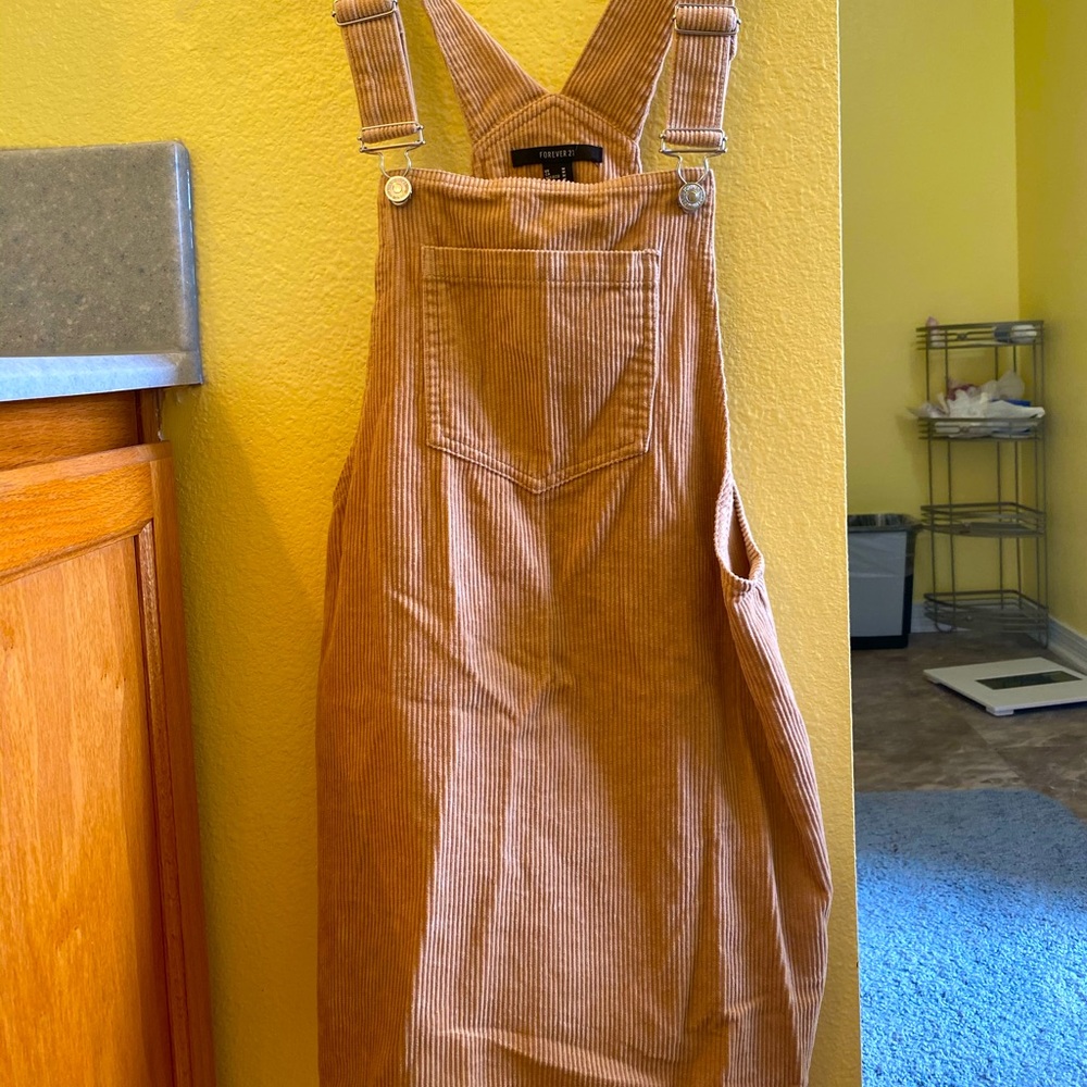 Corduroy mini overall dress